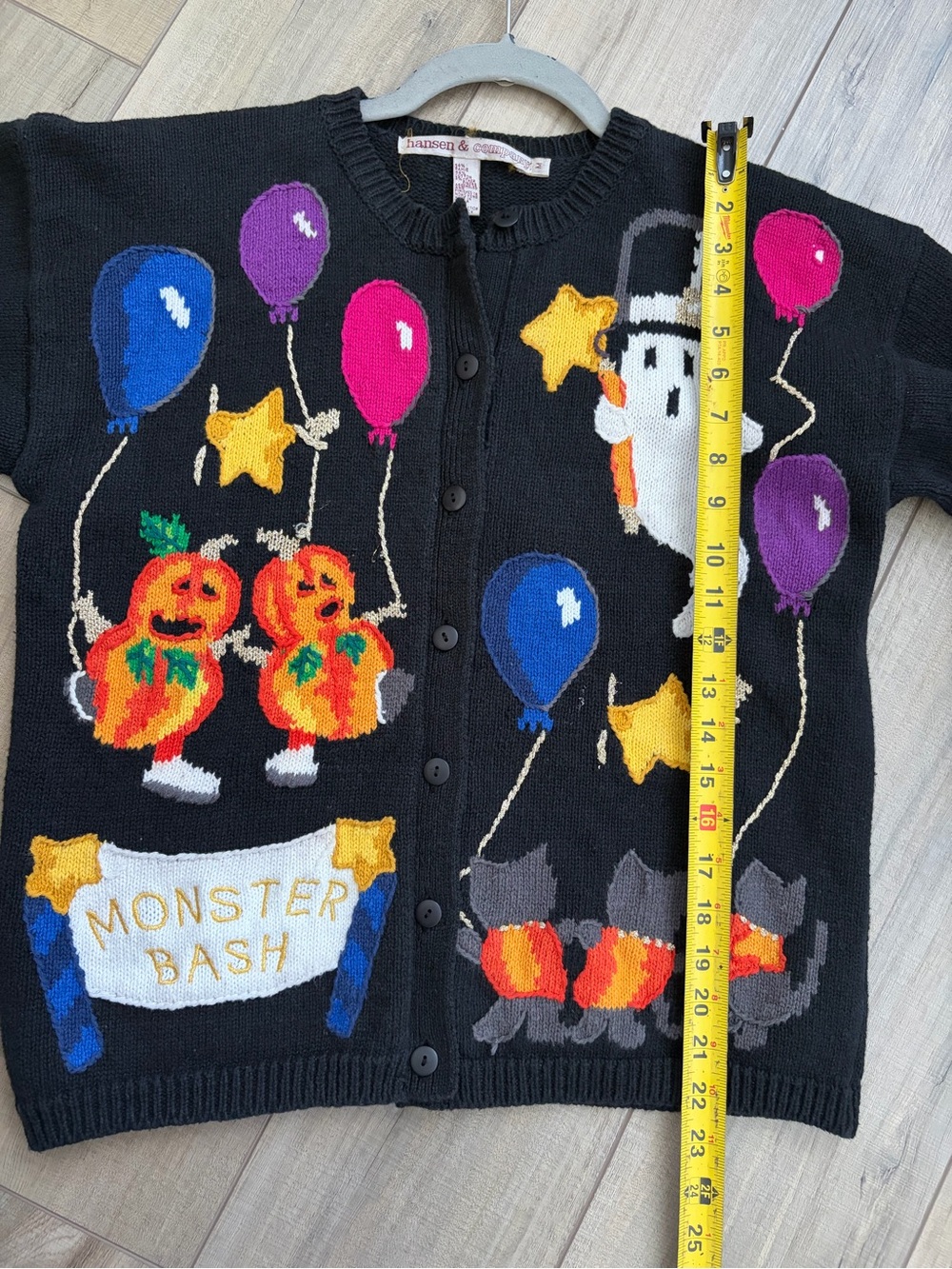 Vintage 80s Hansen & Company Black Halloween Seasonal Fall Knit Cotton Cardigan - Picture 10 of 10